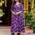 Purple blended cotton printed kurta sets
