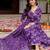 Purple blended cotton printed kurta sets