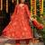 Orange blended cotton printed kurta sets
