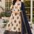 Navy blue blended cotton printed kurta sets