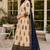Navy blue blended cotton printed kurta sets