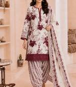 Maroon blended cotton printed kurta sets
