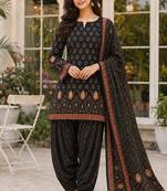 Black blended cotton printed kurta sets