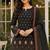 Black blended cotton printed kurta sets