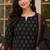 Black blended cotton printed kurta sets