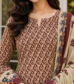 Red blended cotton printed kurta sets