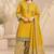 Yellow blended cotton printed kurta sets