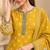 Yellow blended cotton printed kurta sets