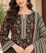 Black blended cotton printed kurta sets