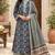 Navy blue blended cotton printed kurta sets