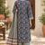 Navy blue blended cotton printed kurta sets