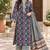 Navy blue blended cotton printed kurta sets