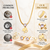 Anti-Tarnish Golden Clover Charm Necklace Set with Sparkling Crystal Pendant and Matching Stud Earrings