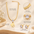 Anti-Tarnish Golden Clover Charm Necklace Set with Sparkling Crystal Pendant and Matching Stud Earrings