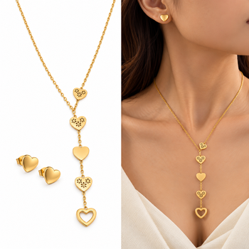 Anti-Tarnish Golden Love Hearts Multi-Charm Designer Layered Neck Chain for Women 1