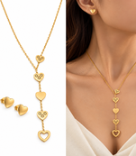Anti-Tarnish Golden Love Hearts Multi-Charm Designer Layered Neck Chain for Women