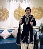 Men's navy blue silk blend embroidered – stylish festive ethnic wear