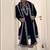 Men's navy blue silk blend embroidered – stylish festive ethnic wear