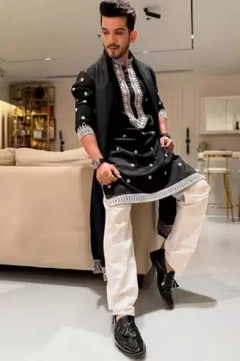 Men's black viscose rayon embroidered – stylish festive ethnic wear