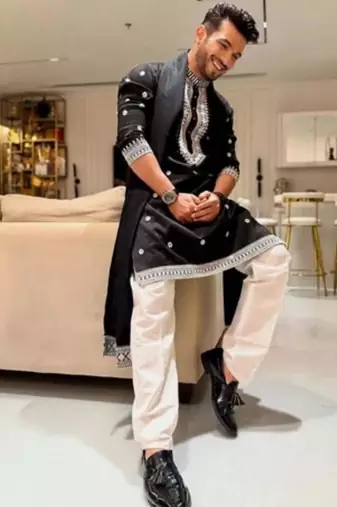 Men's black viscose rayon embroidered – stylish festive ethnic wear