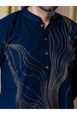 Men's blue viscose rayon embroidered – stylish festive ethnic wear 4