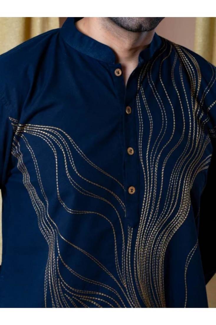 Men's blue viscose rayon embroidered – stylish festive ethnic wear