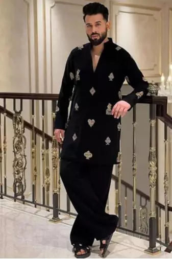 Men's black viscose rayon embroidered – stylish festive ethnic wear