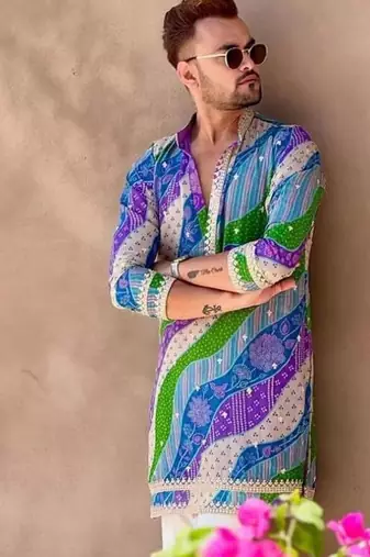 Men's multicolor viscose rayon embroidered – stylish festive ethnic wear