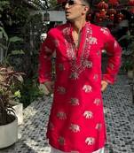 Men's pink viscose rayon embroidered – stylish festive ethnic wear