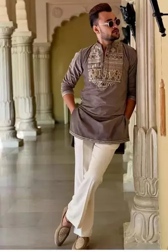 Men's purple viscose rayon embroidered – stylish festive ethnic wear