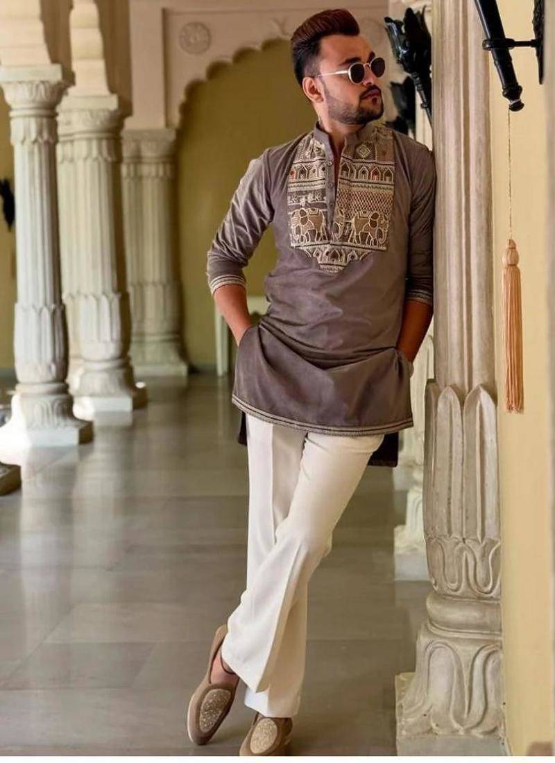 Men's purple viscose rayon embroidered – stylish festive ethnic wear