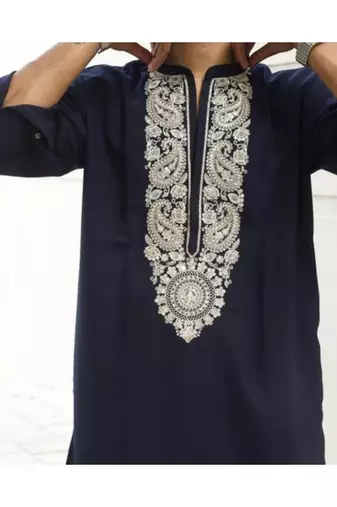 Men's blue viscose rayon embroidered – stylish festive ethnic wear