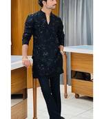 Men's black georgette embroidered – stylish festive ethnic wear