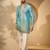 Men’s blue silk blend solid embroidered kurta with trouser set | trendy designer ethnic wear for wedding, festive