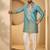 Men’s blue silk blend solid embroidered kurta with trouser set | trendy designer ethnic wear for wedding, festive