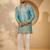Men’s blue silk blend solid embroidered kurta with trouser set | trendy designer ethnic wear for wedding, festive