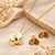 Anti-Tarnish Golden Floral Charm Pendant Neck Chain with Elegant Matching Stud Earrings