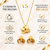 Anti-Tarnish Golden Floral Charm Pendant Neck Chain with Elegant Matching Stud Earrings