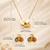 Anti-Tarnish Golden Floral Charm Pendant Neck Chain with Elegant Matching Stud Earrings