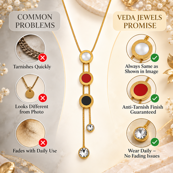 Anti-Tarnish Luxe Gold-Tone Triple Colour Enamel Disc & Crystal Drop Statement Neck Chain 4