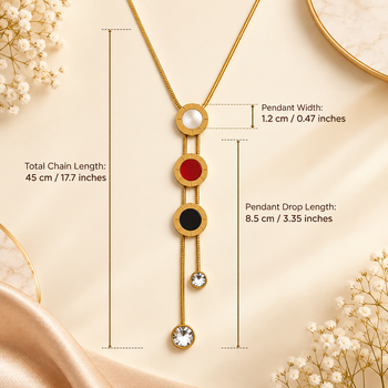 Anti-Tarnish Luxe Gold-Tone Triple Colour Enamel Disc & Crystal Drop Statement Neck Chain 5
