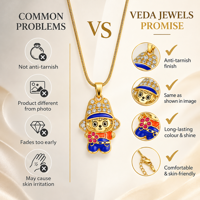Anti-Tarnish Gold-Plated Cute Krishna Pendant Neck Chain