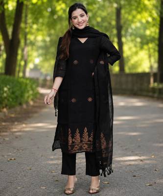 New collection black golden woven art silk elegant kurta set 2