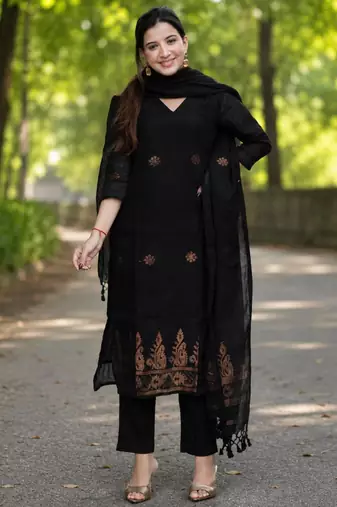 New collection black golden woven art silk elegant kurta set
