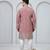 Pink embroidery on art silk  kurta pajama for men