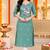 Women’s teal elephant motif embroidered rayon stitched straight kurti