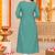 Women’s teal elephant motif embroidered rayon stitched straight kurti