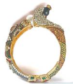 Diamante Meenakari Peacock Kada