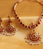  Beautiful South Indian Style Maroon Necklace Set Dj00139