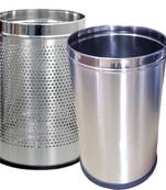 Stainless Steel office bin perforated and plain set of 2 Open Dustbin/ Waste Bin/ Garbage Bin